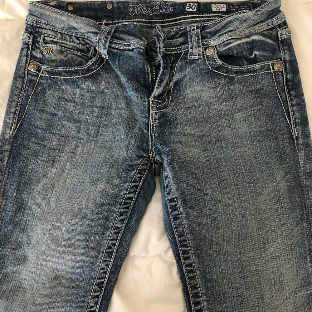 Miss Me Women’s Embossed Cross Boot Cut Jeans